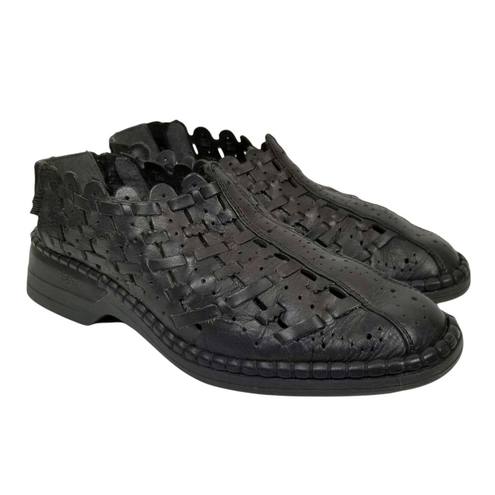 Rieker Antistress Women's Black Woven Leather Slingback Comfort Shoes Size 39